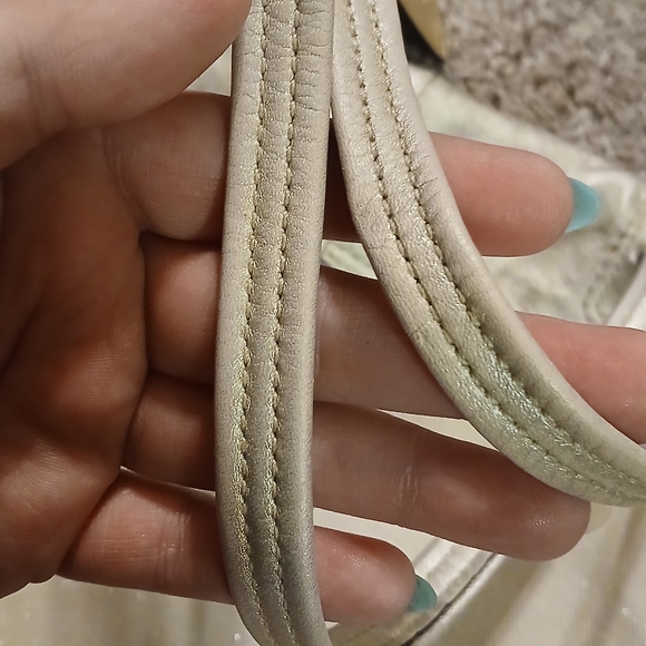 Coach Julia Perry Op Art Tote Ivory Shimmer Canvas Metallic Leather Bag EUC Rare - Picture 10 of 14